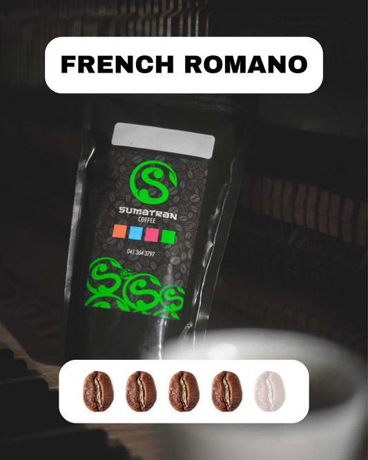 Fresh bag of French Romano coffee