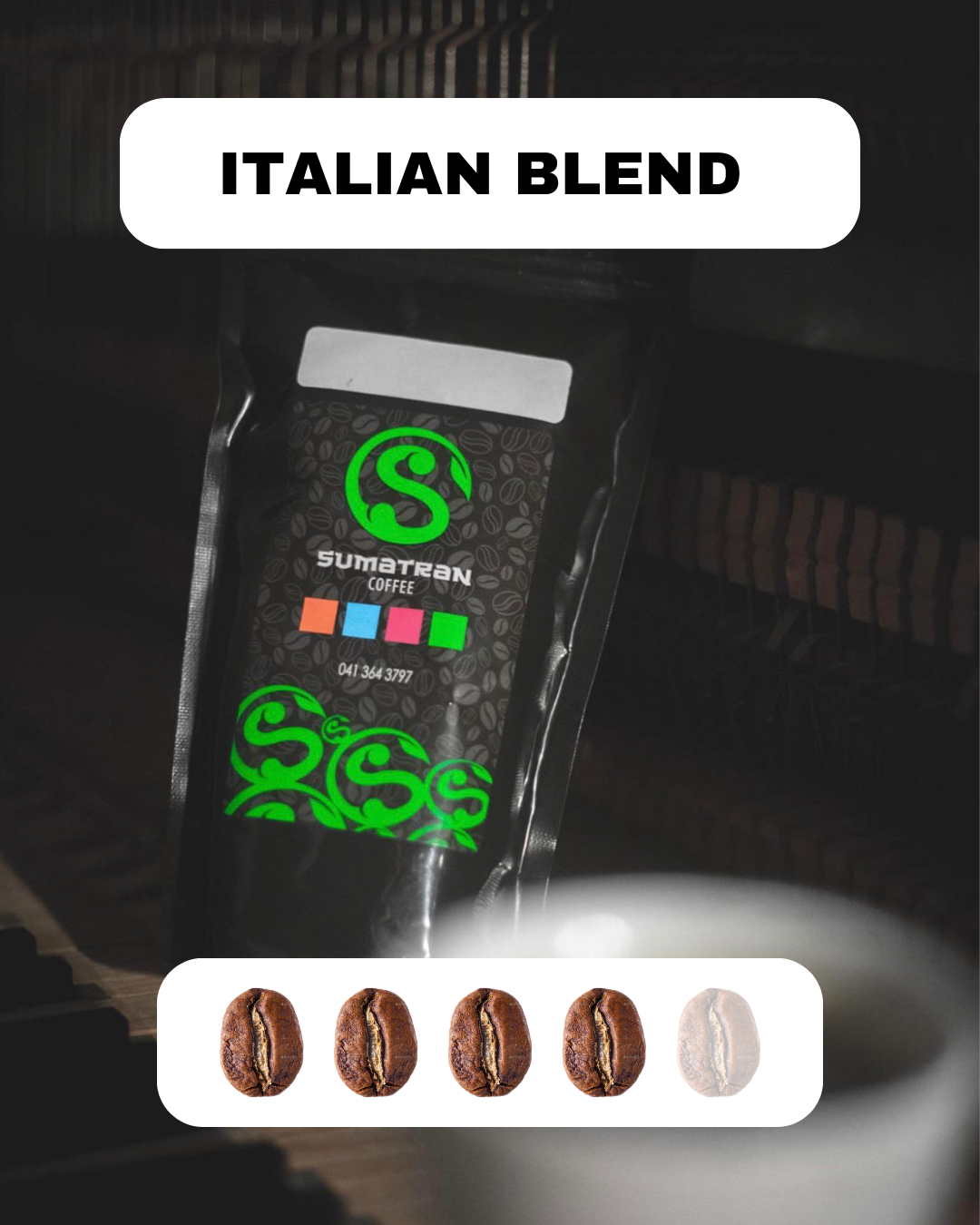 Bag of fresh Italian Blend coffee